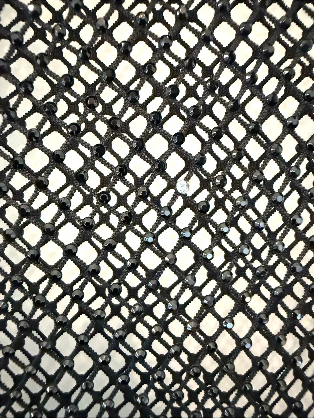 Anthropologie Rhinestone Mesh Long Sleeve Top Black Sheer XS